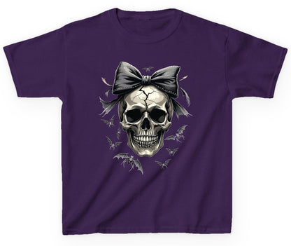 Gothic Skull with Bow gothic skull Youth T-Shirt Purple product mockup
