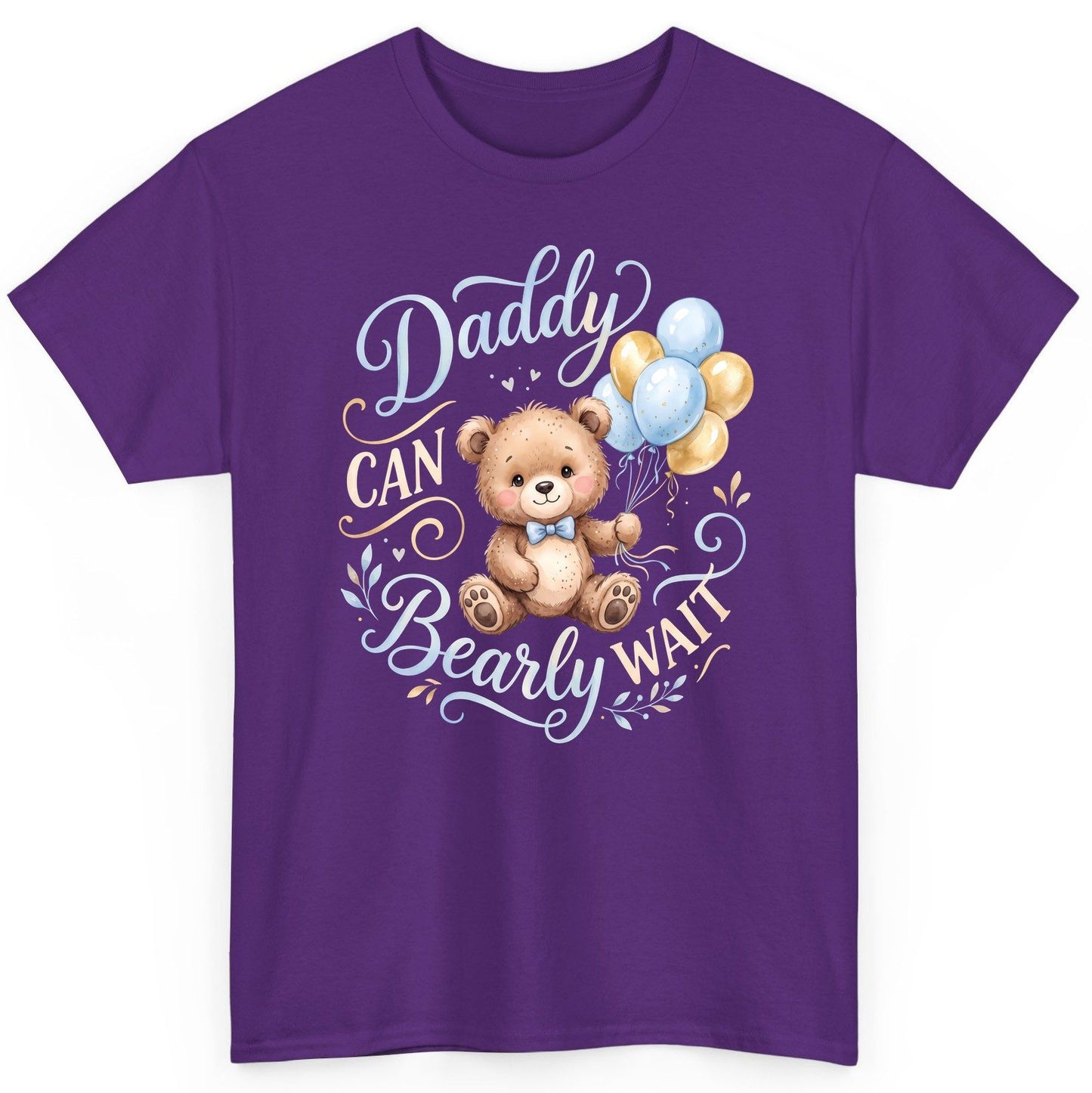 Daddy CAN Bearly WAIT Teddy Bear T-Shirt - product mockup - Purple