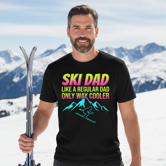 Ski Dad Like a Regular Dad Only Way Cooler skiing T-Shirt Black lifestyle mockup