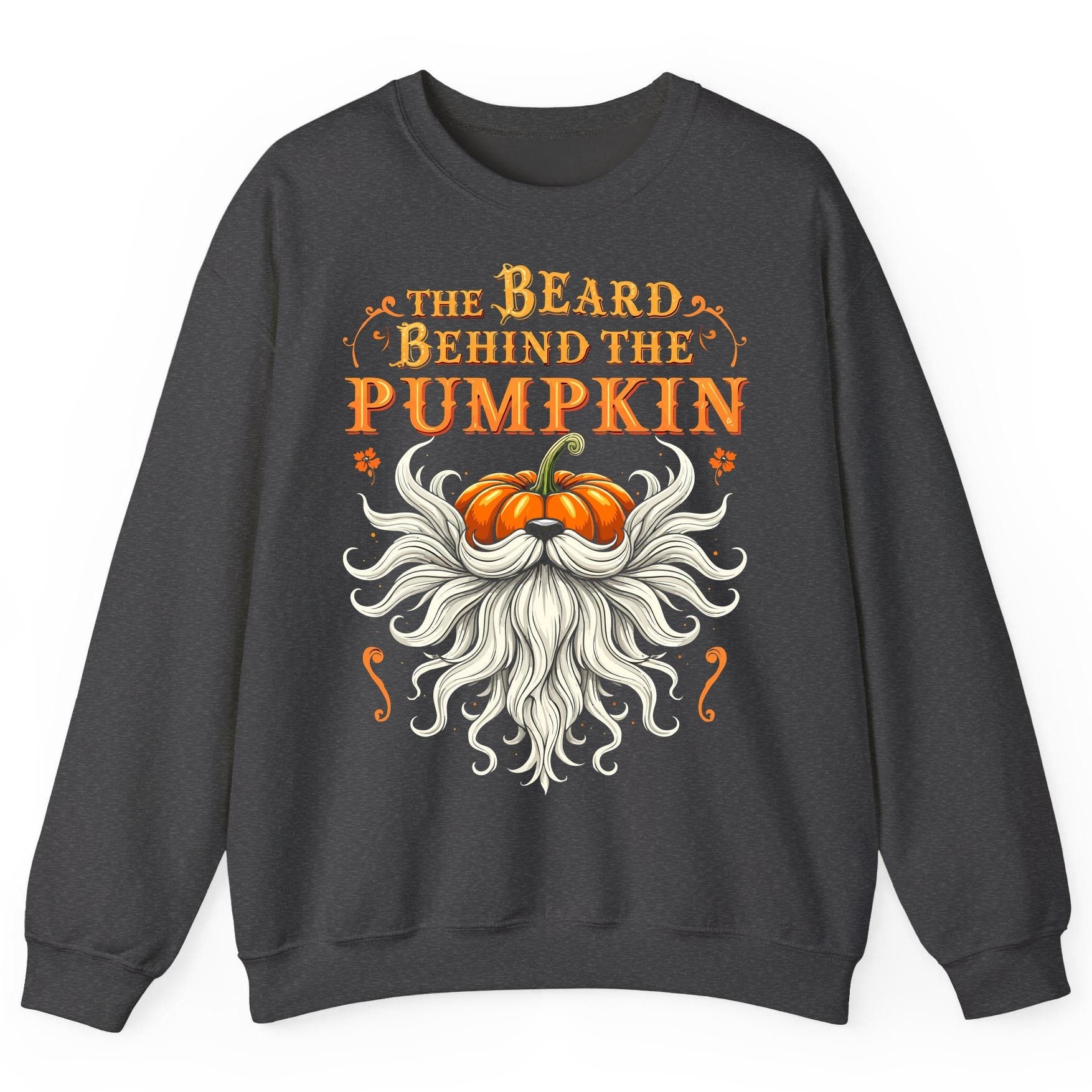The Beard Behind the Pumpkin bearded dad Sweatshirt Dark Heather product mockup
