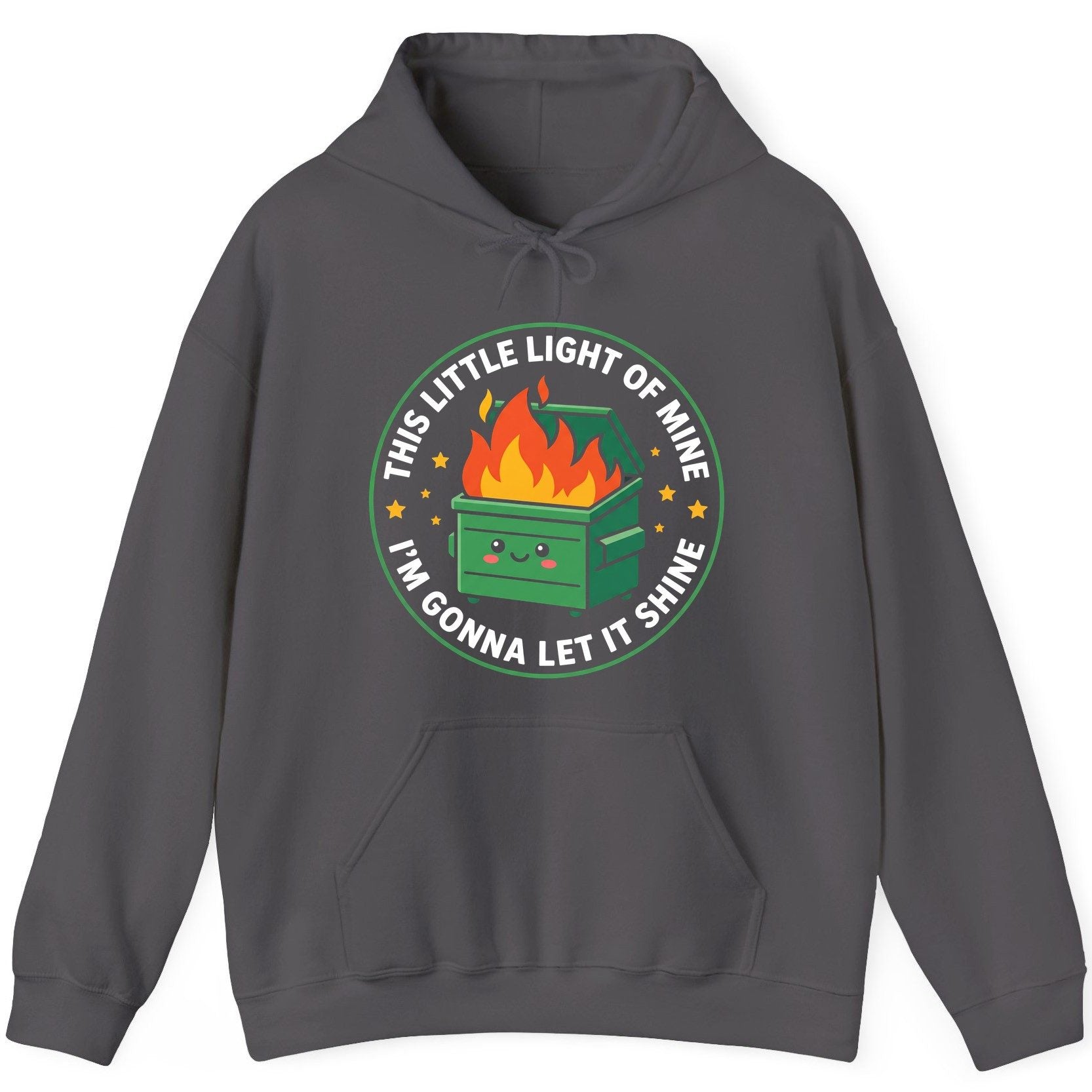 This little light of mine I'm gonna let it shine Dumpster Fire Hoodie Charcoal product mockup