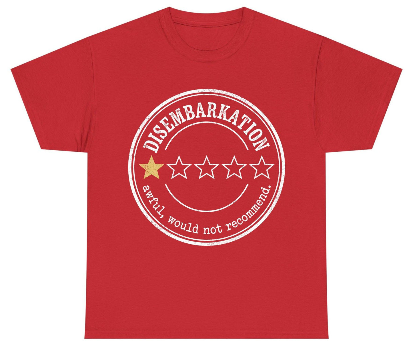 Disembarkation Awful, Would Not Recommend cruise disembarkation Youth T-Shirt Red product mockup