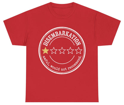 Disembarkation Awful, Would Not Recommend cruise disembarkation Youth T-Shirt Red product mockup
