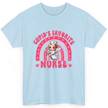 Cupid's Favorite Nurse nurse T-Shirt Light Blue product mockup