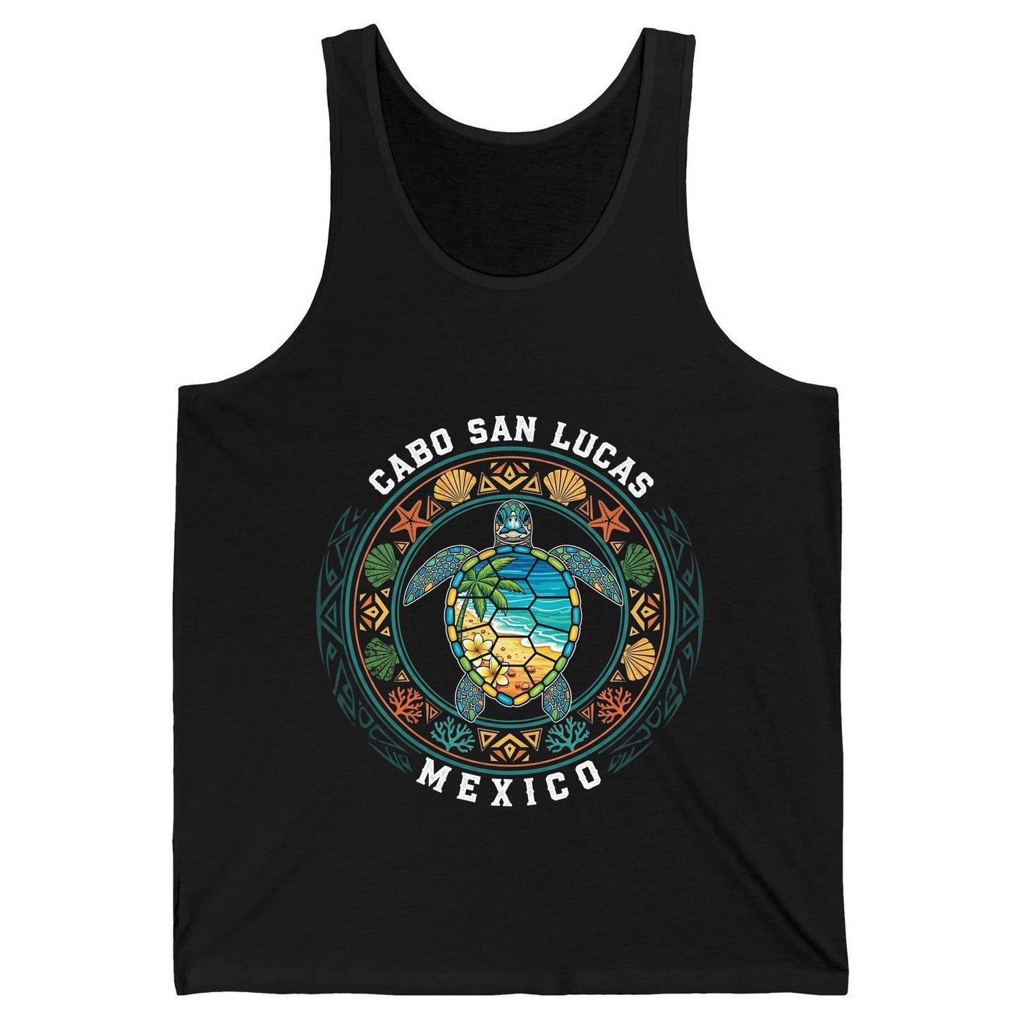 Cabo San Lucas Mexico sea turtle Tank Top Black product mockup