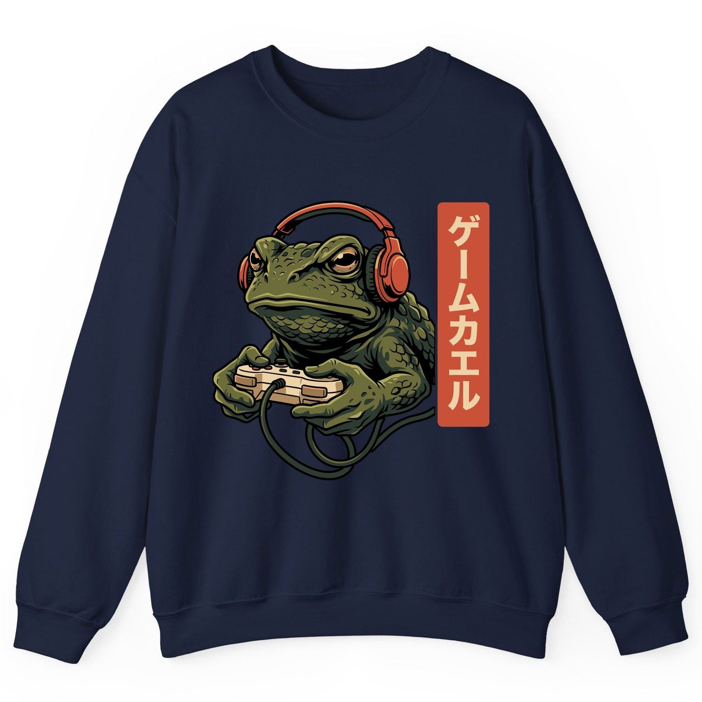 ゲームカエル gaming toad Sweatshirt Navy product mockup