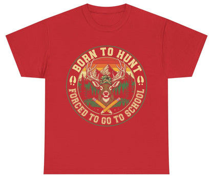 Born to Hunt Forced to Go to School hunting Youth T-Shirt Red product mockup