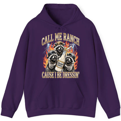 Call Me Ranch Cause I Be Dressin' raccoons Hoodie Purple product mockup