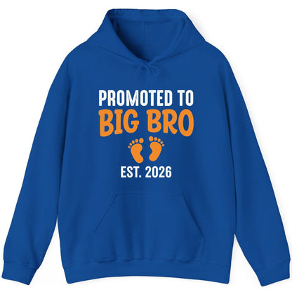 Promoted TO BIG BRO EST 2026 Pregnancy Announcement Hoodie - product mockup - Royal