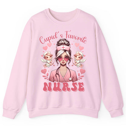 Cupid's Favorite Nurse nurse Sweatshirt Light Pink product mockup