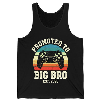 Promoted TO BIG BRO EST 2026 Retro Gaming Tank Top - product mockup - Black