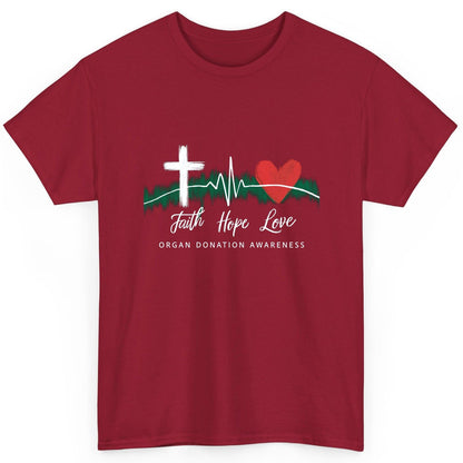 Faith Hope Love Organ Donation Awareness organ donation awareness T-Shirt Cardinal Red product mockup