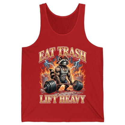 Eat Trash Lift Heavy raccoon Tank Top Red product mockup