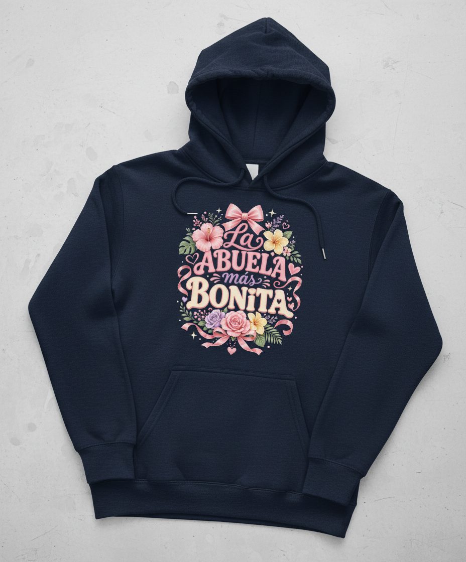 La ABUELA Más BONITA Grandma Hoodie - product mockup - Navy