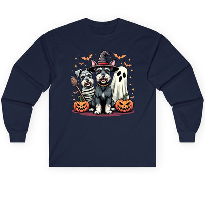 Halloween Schnauzer Dogs schnauzer dogs Long Sleeve Tee Navy product mockup