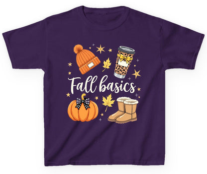 Fall Basics autumn essentials Youth T-Shirt Purple product mockup