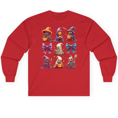 Spooky Cute Halloween Characters Halloween characters Long Sleeve Tee Red product mockup
