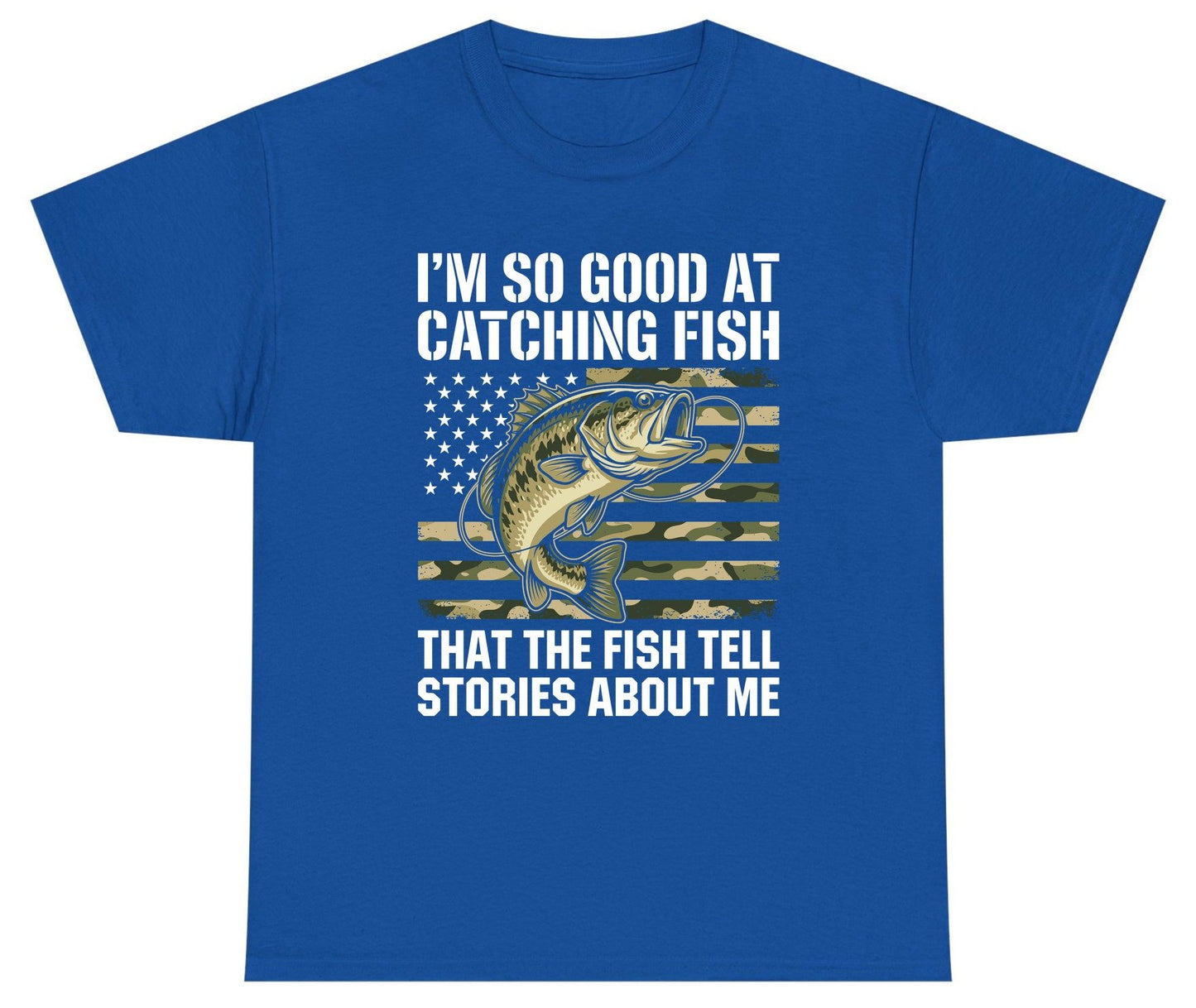 I'm So Good at Catching Fish That the Fish Tell Stories About Me fishing Youth T-Shirt Royal product mockup
