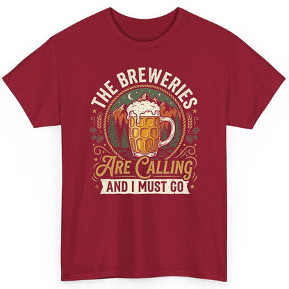 The Breweries Are Calling and I Must Go Funny Craft Beer T-Shirt - product mockup - Cardinal Red