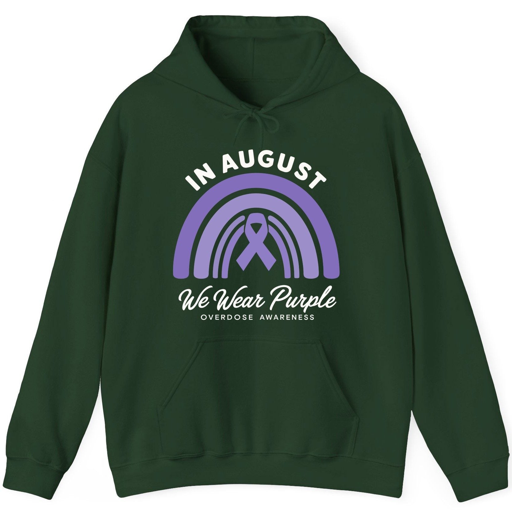 In August We Wear Purple Overdose Awareness overdose awareness Hoodie Forest Green product mockup
