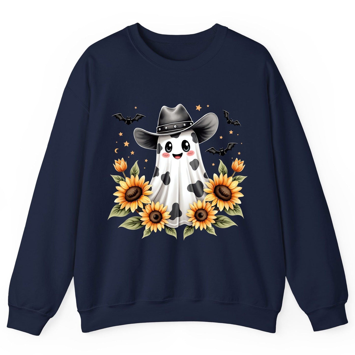 Cowboy Ghost Sunflowers cowboy ghost Sweatshirt Navy product mockup
