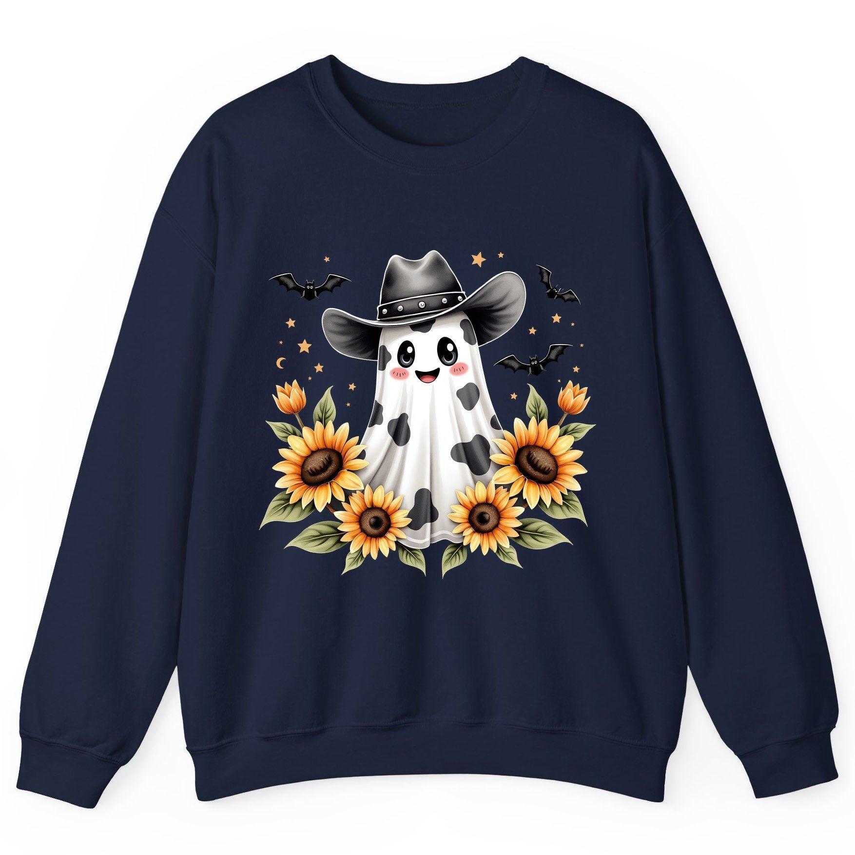 Cowboy Ghost Sunflowers cowboy ghost Sweatshirt Navy product mockup