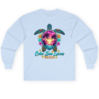 Cabo San Lucas Mexico sea turtle Long Sleeve Tee Light Blue product mockup