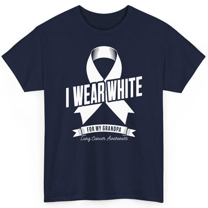 I Wear White for My Grandpa lung cancer awareness T-Shirt Navy product mockup