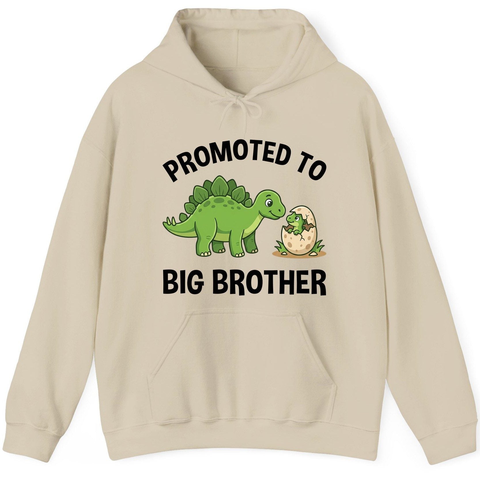 Promoted to Big Brother Dinosaur Hoodie - product mockup - Sand