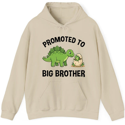 Promoted to Big Brother Dinosaur Hoodie - product mockup - Sand