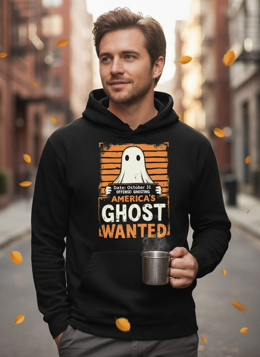 Date October 31 Offense Ghosting America's Ghost Wanted ghost Hoodie Black lifestyle mockup