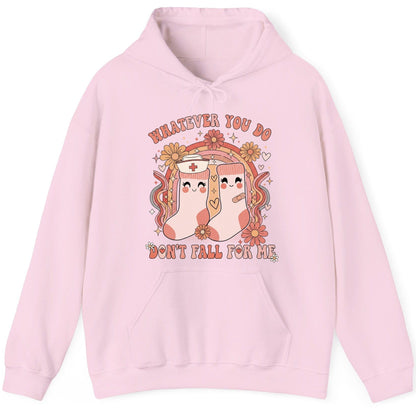 Whatever You Do Don't Fall for Me nurse Hoodie Light Pink product mockup