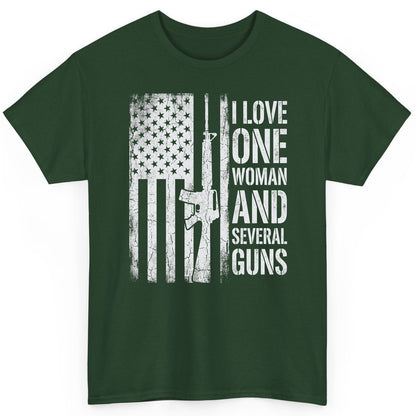 I LOVE ONE WOMAN AND Several GUNS Funny Pro-Gun T-Shirt - product mockup - Forest Green
