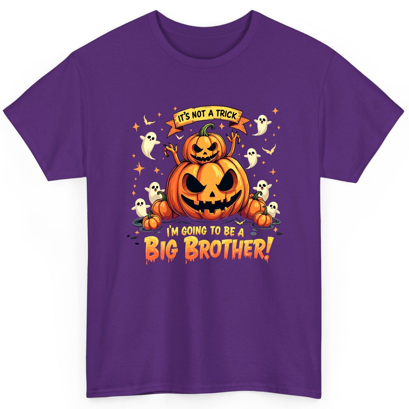 It's Not a Trick I'm Going to Be a Big Brother! Halloween big brother announcement T-Shirt Purple product mockup