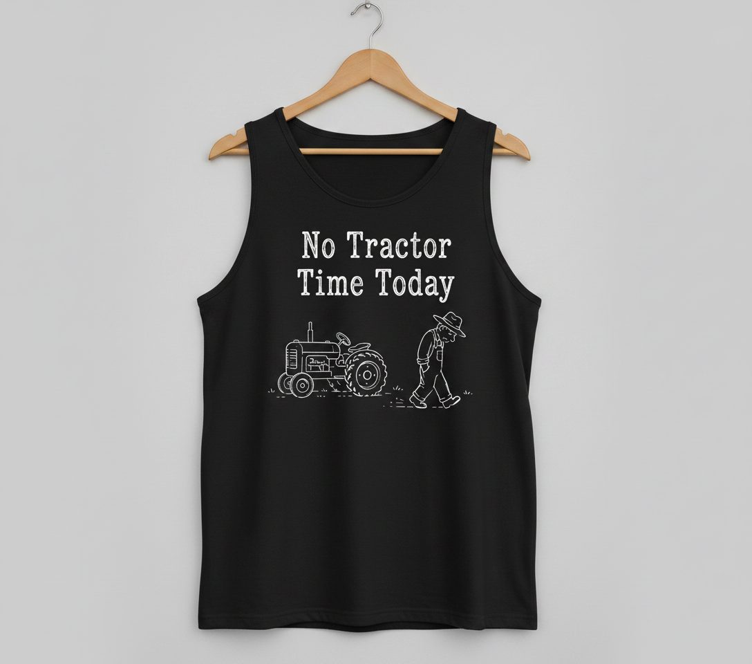 No Tractor Time Today Funny Farming Tank Top - product mockup - Black