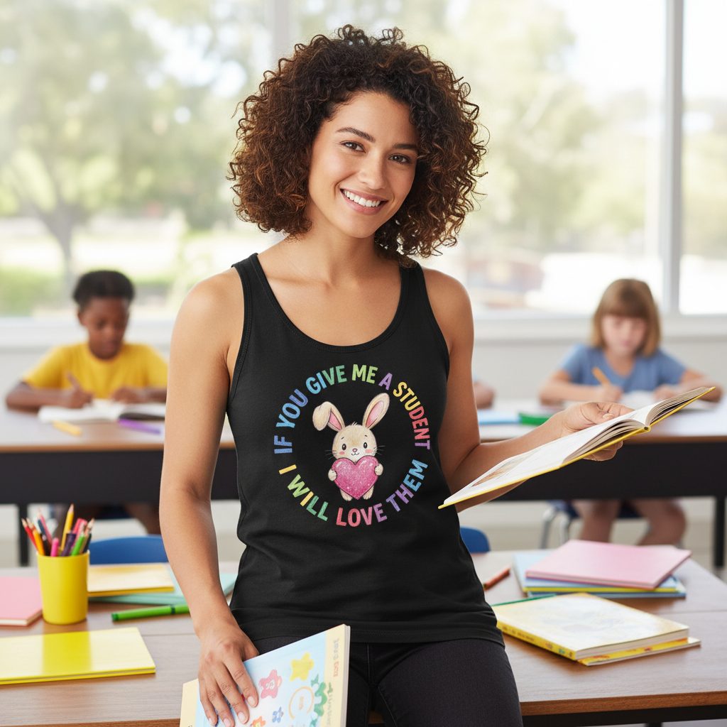 If You Give Me a Student I Will Love Them teacher Tank Top Black lifestyle mockup