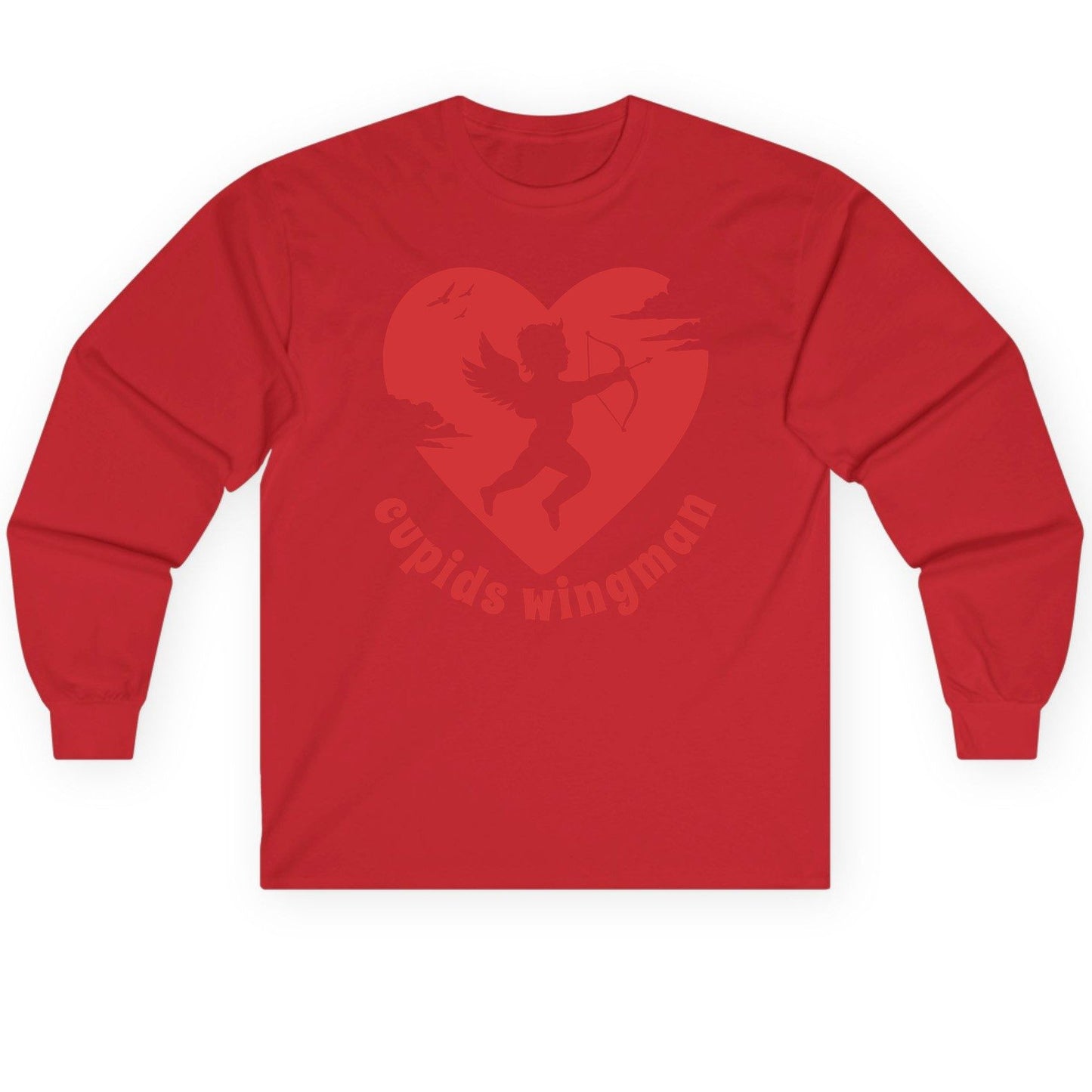 Cupids Wingman cupid Long Sleeve Tee Red product mockup