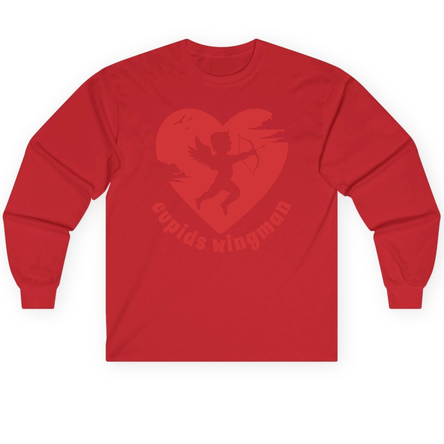 Cupids Wingman cupid Long Sleeve Tee Red product mockup