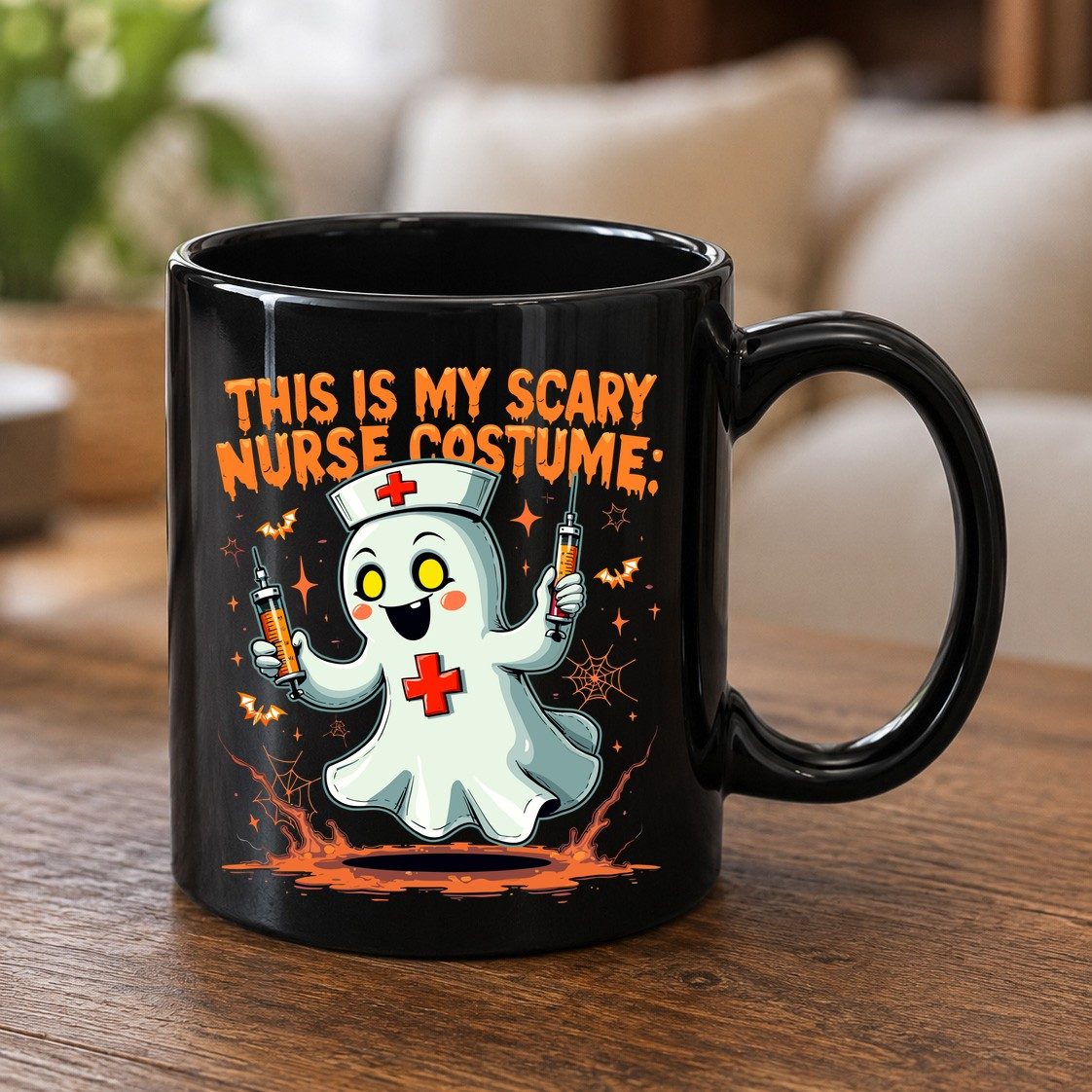 This Is My Scary Nurse Costume ghost nurse Black Mug Black product mockup
