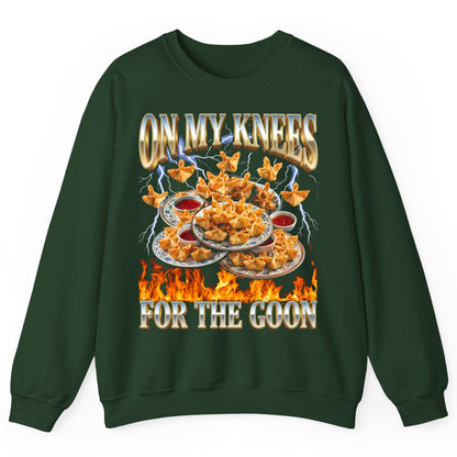 On My Knees for the Goon crab rangoon Sweatshirt Forest Green product mockup