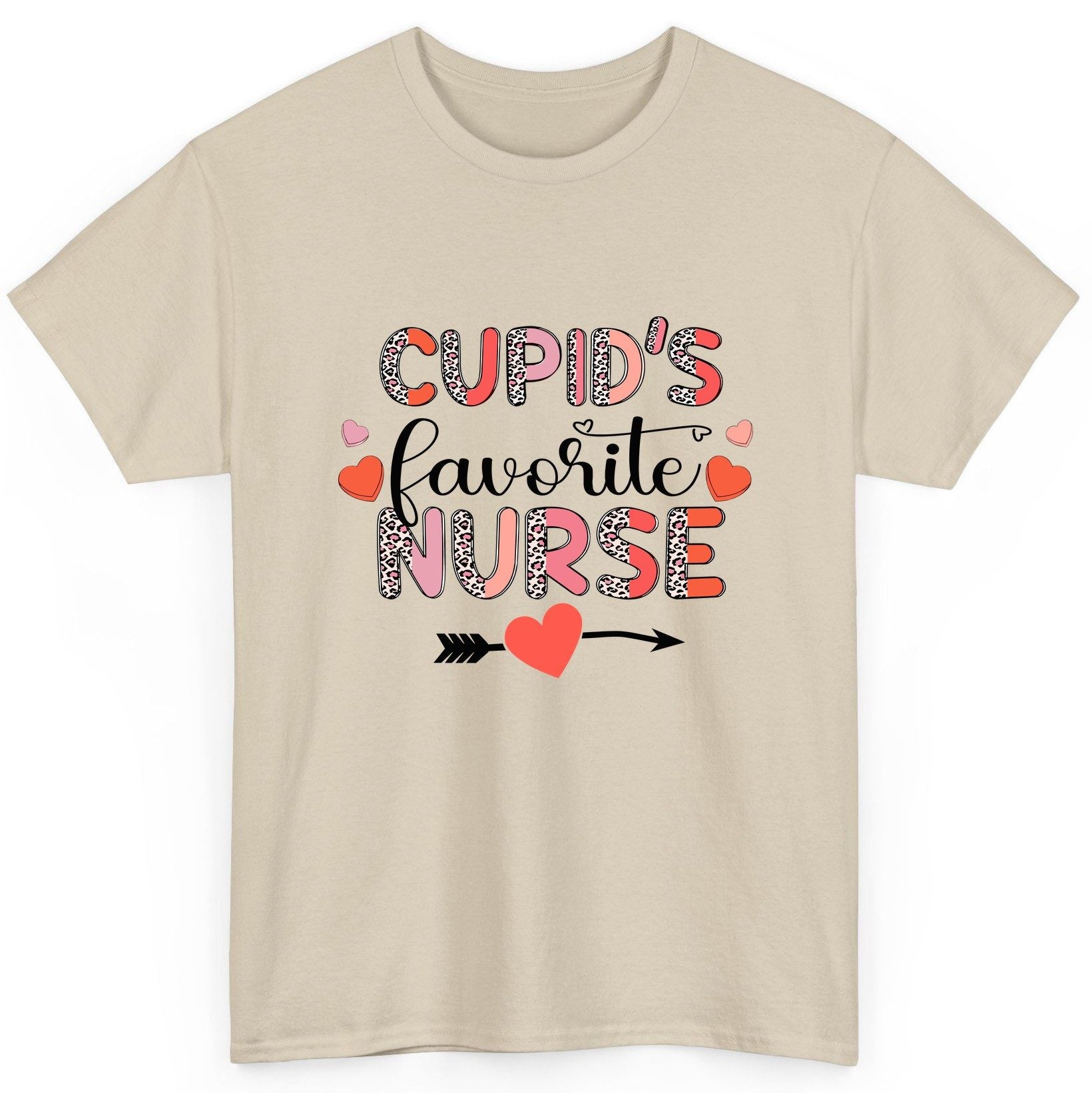 Cupid's Favorite Nurse nurse T-Shirt Sand product mockup