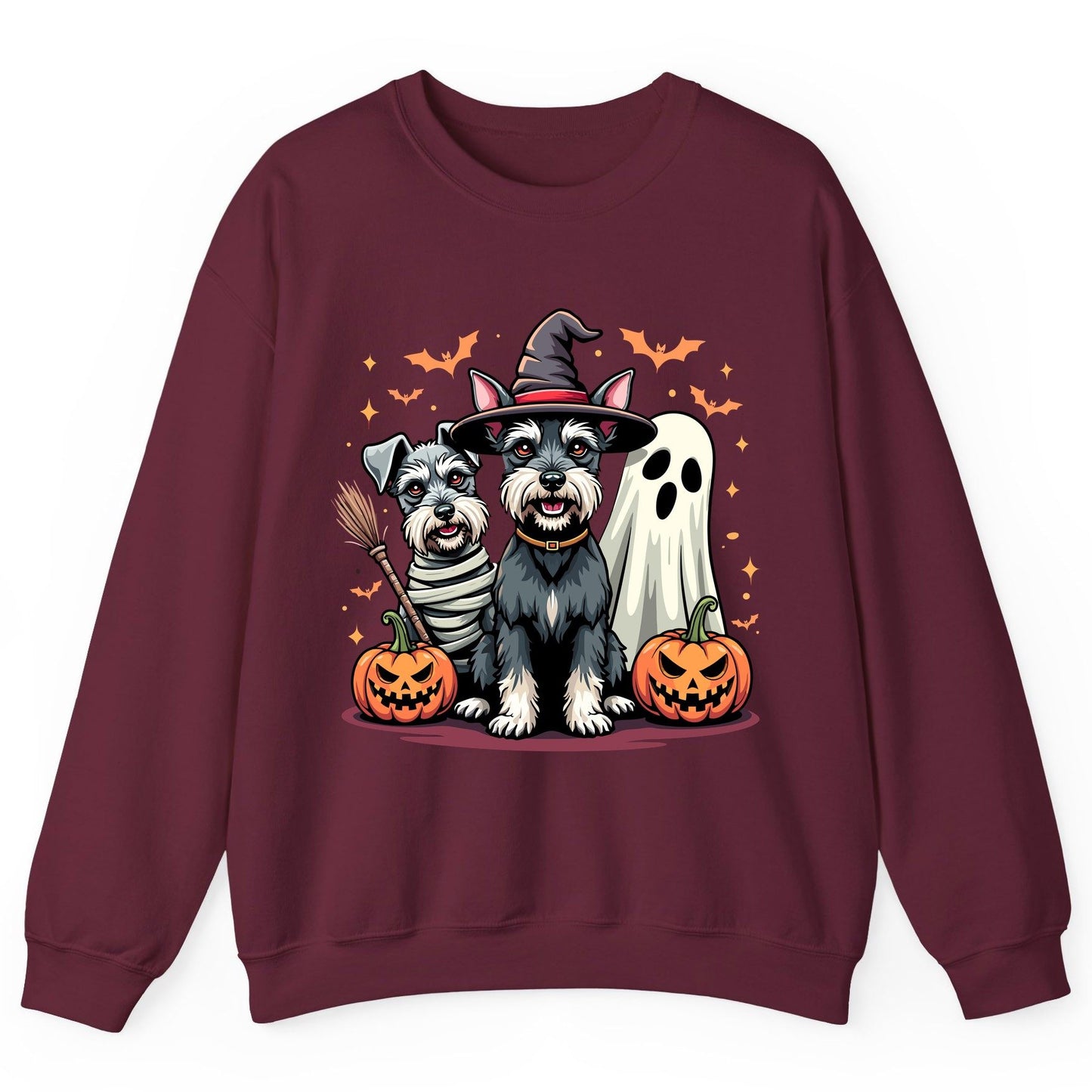 Halloween Schnauzer Dogs schnauzer dogs Sweatshirt Maroon product mockup