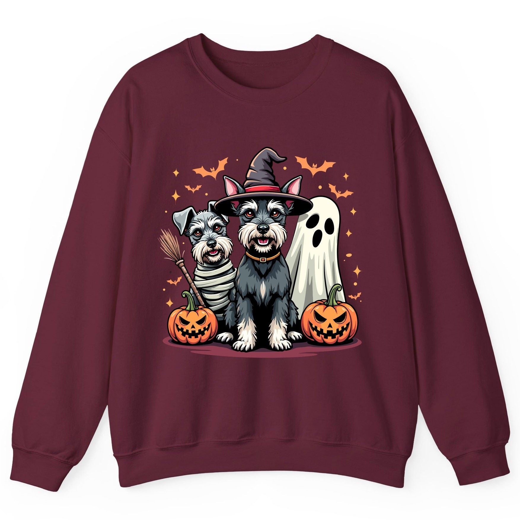 Halloween Schnauzer Dogs schnauzer dogs Sweatshirt Maroon product mockup