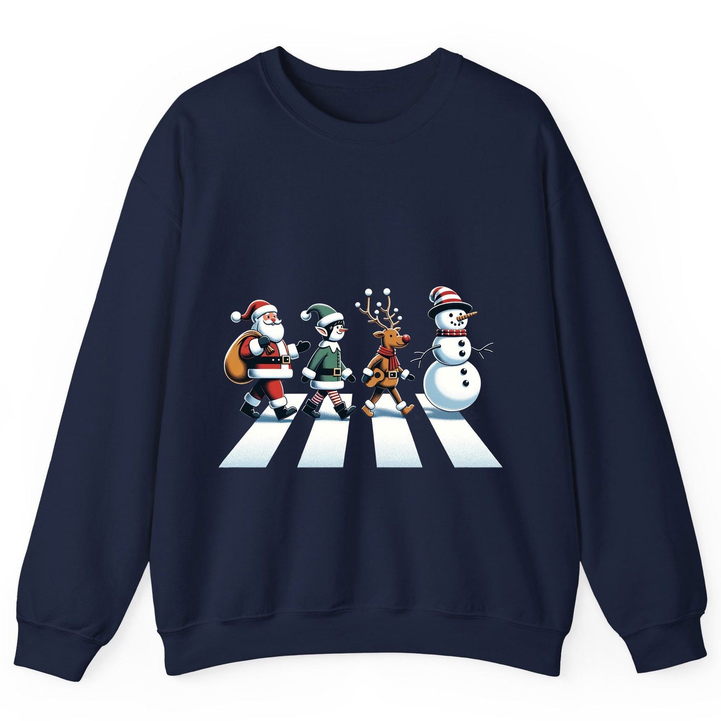 Christmas Abbey Road Parody Christmas abbey road parody Sweatshirt Navy product mockup