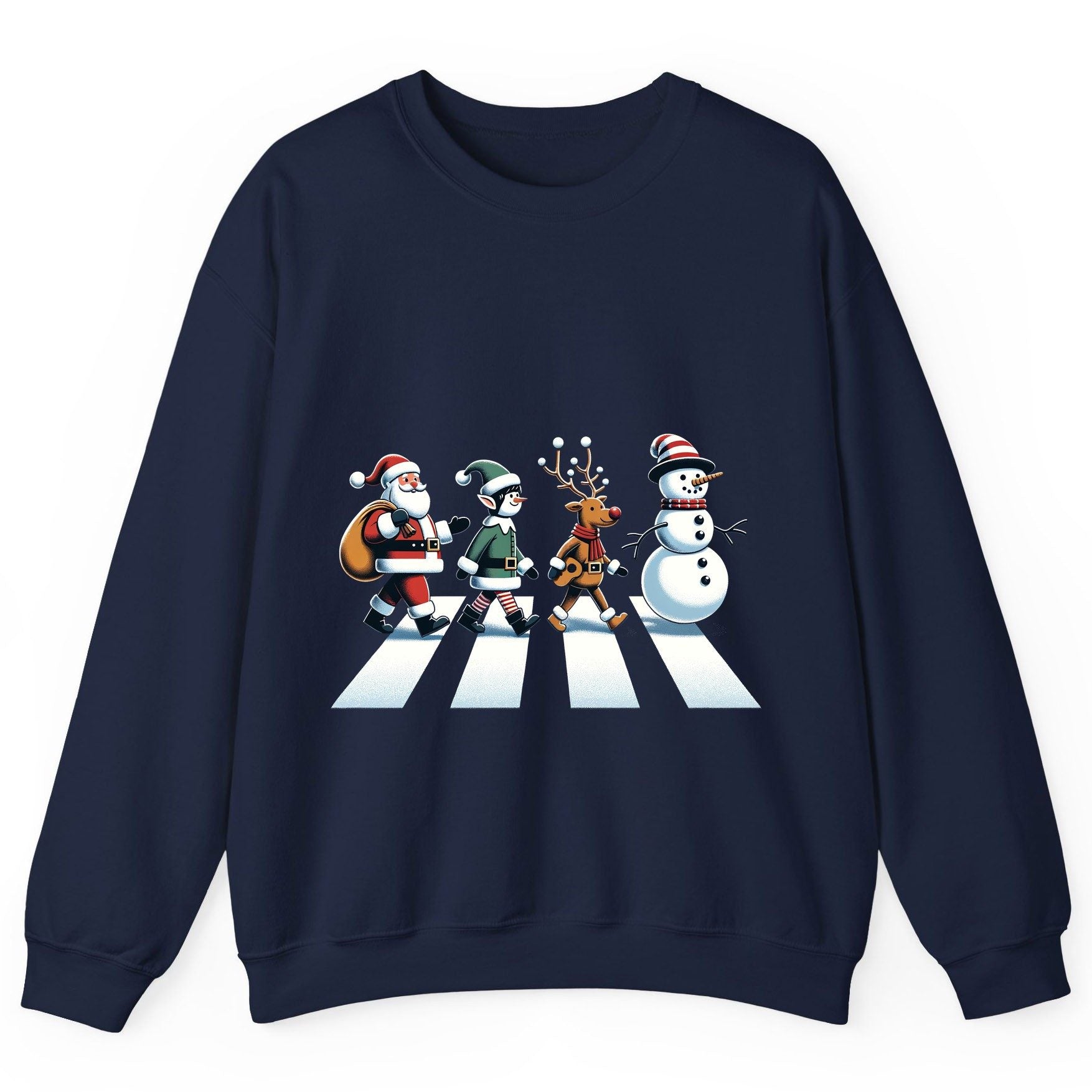Christmas Abbey Road Parody Christmas abbey road parody Sweatshirt Navy product mockup