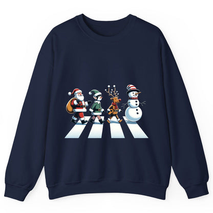 Christmas Abbey Road Parody Christmas abbey road parody Sweatshirt Navy product mockup
