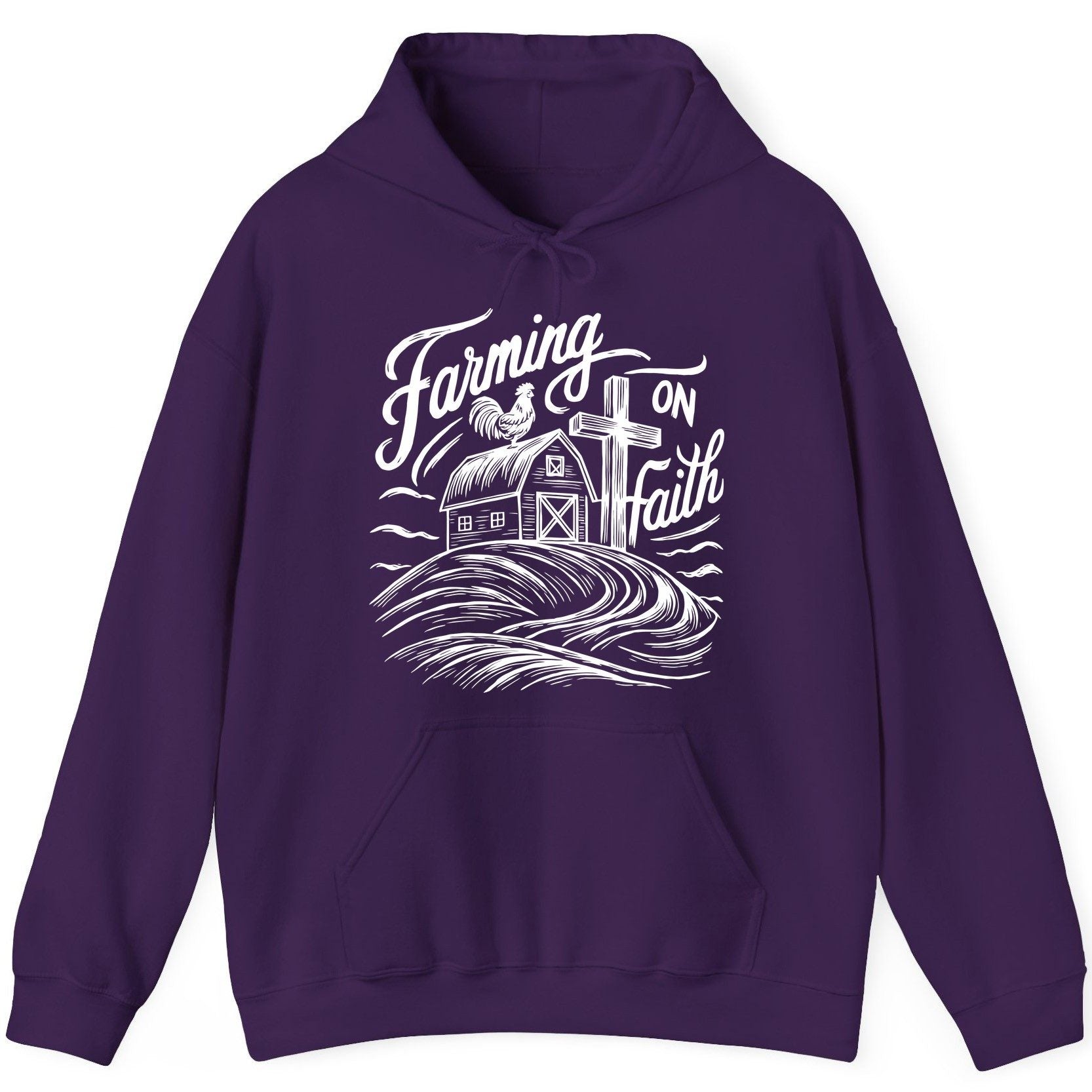 Farming on Faith christian farming Hoodie Purple product mockup
