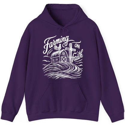 Farming on Faith christian farming Hoodie Purple product mockup