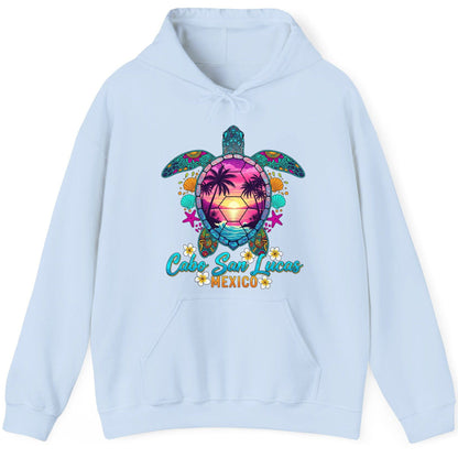 Cabo San Lucas Mexico sea turtle Hoodie Light Blue product mockup