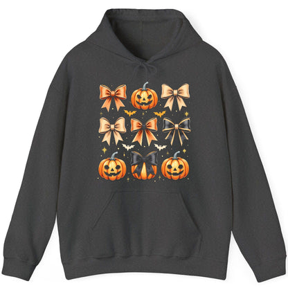 Cute Halloween Pumpkins and Bows Halloween Hoodie Dark Heather product mockup